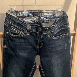 Adiktd Blue Boot Cut Jeans with Embellished Waistband